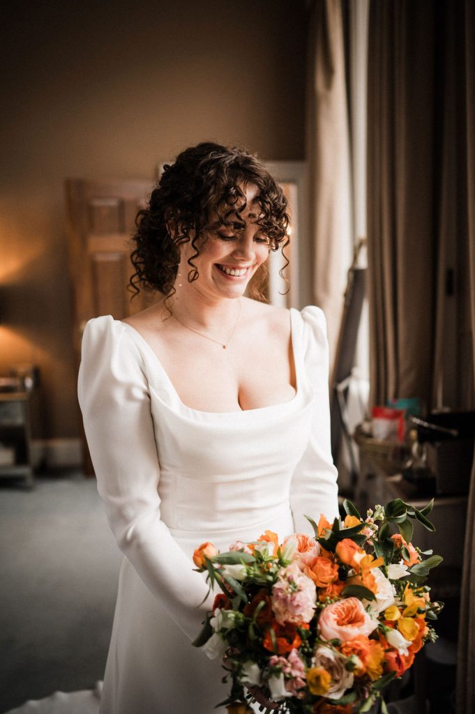 Hawkstone hall Shropshire hairstylist curly bride